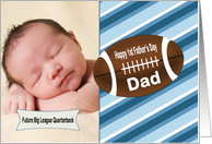 Photo 1st Father’s Day - Football, Blue Stripes card