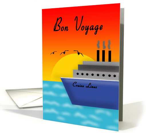 Bon Voyage - Sunset, Cruise Ship, Seagulls card (1363896)