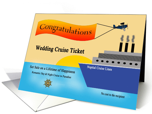 Congratulations Cruise Ship Wedding, Cruise Ship Ticket, Airplane card