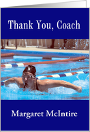 Custom Thank You Swim Coach - Swimmer, Butterfly Stroke card