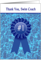 Thank You Swim Coach - Pool Water & Blue Ribbon card