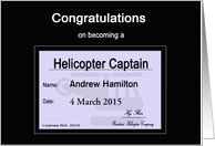 Custom Congratulations Helicopter Captain - License card