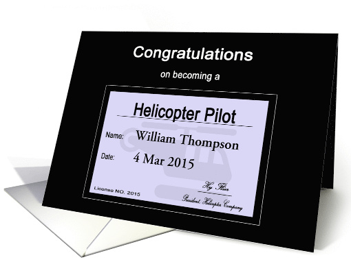 Custom Congratulations Helicopter Pilot - License card (1365224)