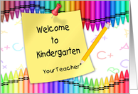 Welcome to Kindergarten | Crayons, Note card