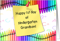 1st Day in Kindergarten Grandson | Crayons, Note card