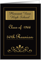 Custom 50th Class Reunion Invitation Black & Gold card