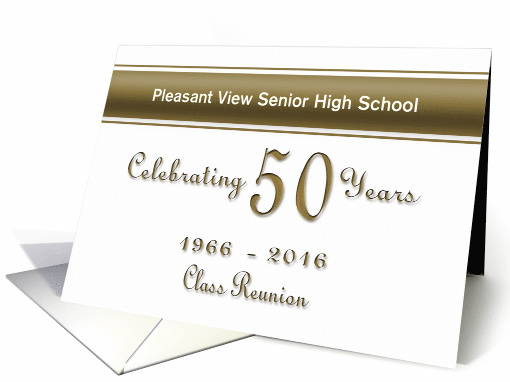 Custom 50th Class Reunion Invitation Gold card (1366786)
