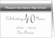 Custom 40th Class Reunion Invitation Silver and White card