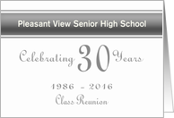 Custom 30th Class Reunion Invitation Silver and White card