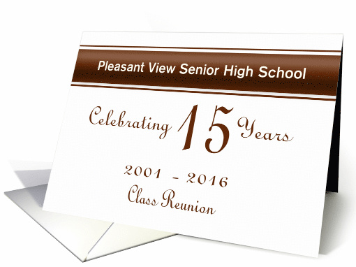 Custom 15th Class Reunion Invitation   Bronze and White card (1366920)