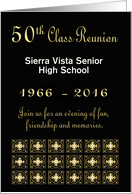 Custom 50th Class Reunion Invitation Black & gold card