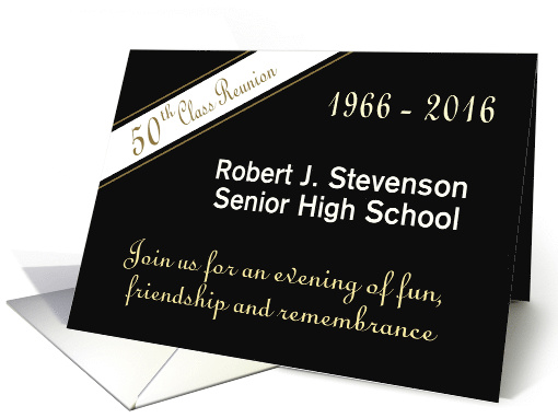 Custom 50th Class Reunion Invitation in black & gold card (1367690)