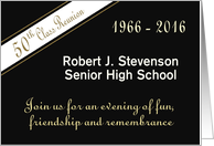 Custom 50th Class Reunion Invitation in black & gold card