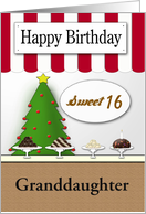 Sweet 16 Birthday on Christmas for Granddaughter | Candy Shop card