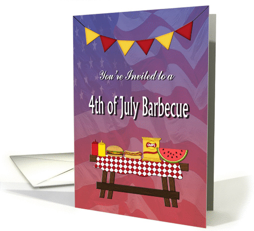 4th of July Barbecue Invitation - Picnic Table & Food,... (1377012)