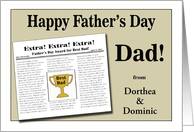 Custom Newspaper Father’s Day - Best Dad Trophy card