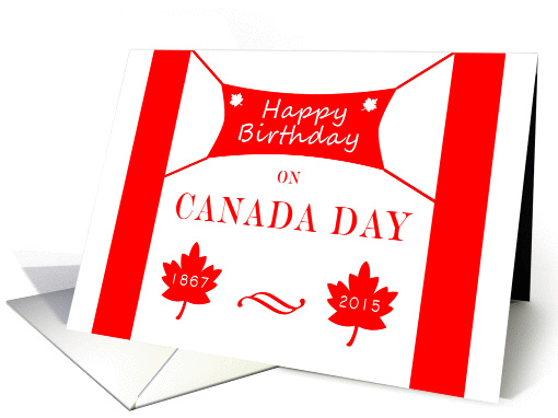 Birthday on Canada Day - Maple Leaves & Banner card (1377474)