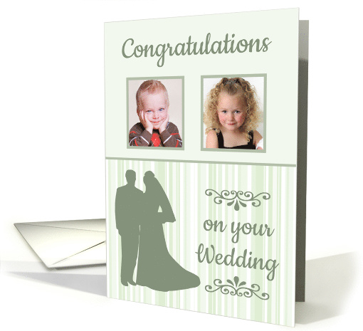 Custom Photo Wedding Congratulations - Bride & Groom Silhouettes card