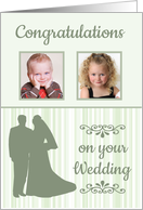 Custom Photo Wedding Congratulations - Bride & Groom Silhouettes card