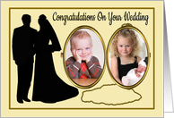 Custom Photo Wedding Congratulations - Bride & Groom & a Locket card