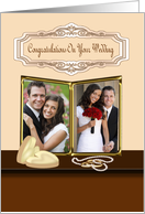 Custom Photo Wedding Congratulations - Photo Frame, Rings & Roses card
