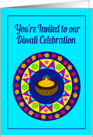Diwali Celebrations Invitation - Rangoli and Lamp card