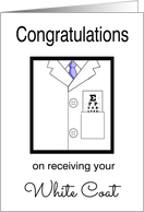Optometry White Coat Congratulations - White Coat & Eye Chart card