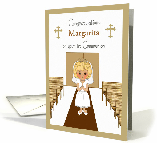 Custom Blonde Girl 1st Communion card (1422136)