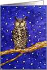 Christmas owl in a winter scenery card
