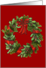 (in Swedish) Christmas holly and spruce boughs wreath card