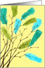 Drawing of twigs with dyed feather Easter ornament card