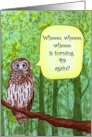 Funny and whimsical owl saying happy 50th birthday card