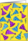 Fun and whimsical party hats for birthday card