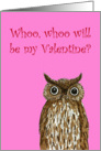 Hand drawn owl Valentine’s Day card