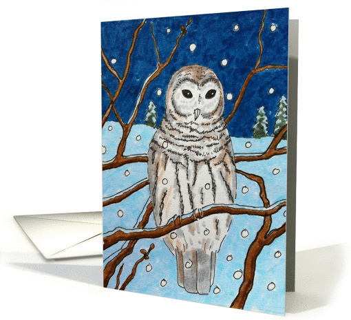 Winter Owl Snow Scene Blank Note card (1057981)