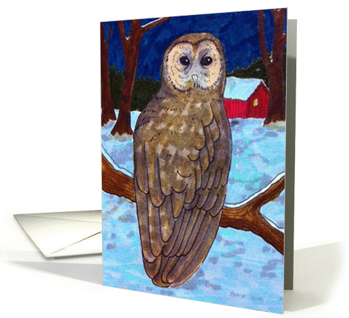 Christmas winter owl snow scene card (1057995)