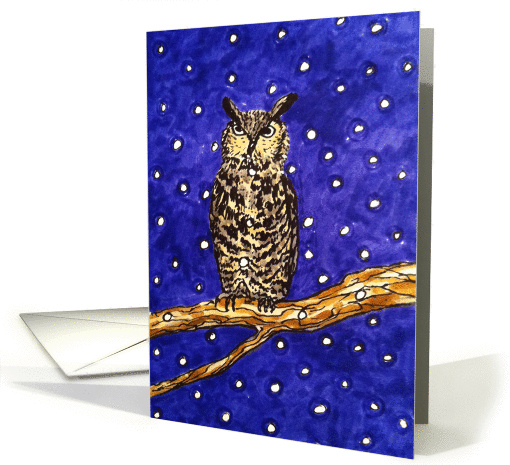 Christmas owl in a winter scenery card (1058167)