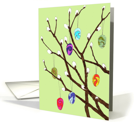 Willow twigs with Easter ornament card (1086646)