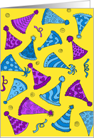 Fun and whimsical party hats for birthday card