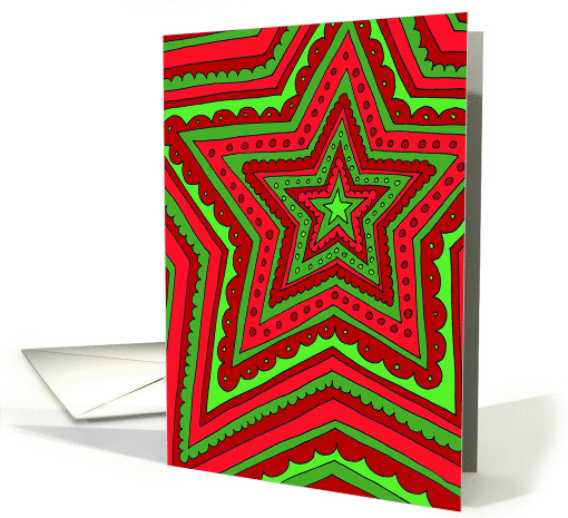 Red and green star pattern Christmas card (1190018)