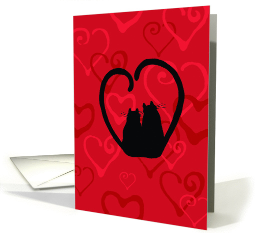 Whimsical Cats and swirly hearts Valentine's card (1193580)