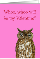 Hand drawn owl Valentine’s Day card