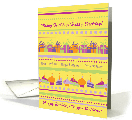 Fun vector illustrated pattern birthday card (1250084)