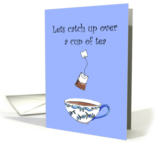 Whimsical and cute tea cup with tea bag, friendship card (1257166)