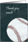 baseball ball - thank you coach card