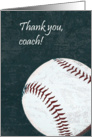baseball ball - thank you coach card