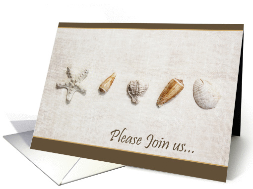 Seashells on textured background - please join us card (1062475)