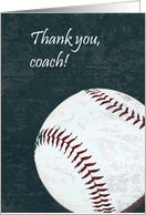 baseball ball - thank you coach card