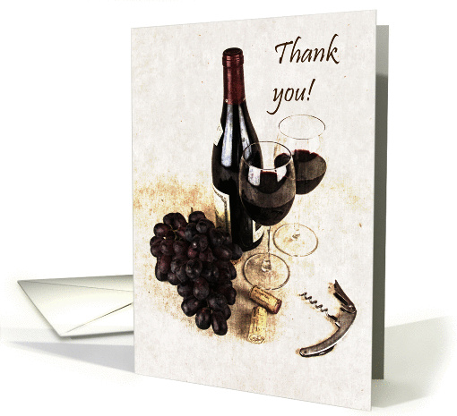 Wine bottle and glasses - thank you card (1065217)