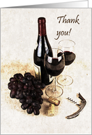 Wine bottle and glasses - thank you card